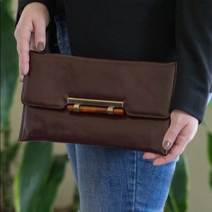 Vintage Midcentury Modern Clutch with Tortoiseshell Accent